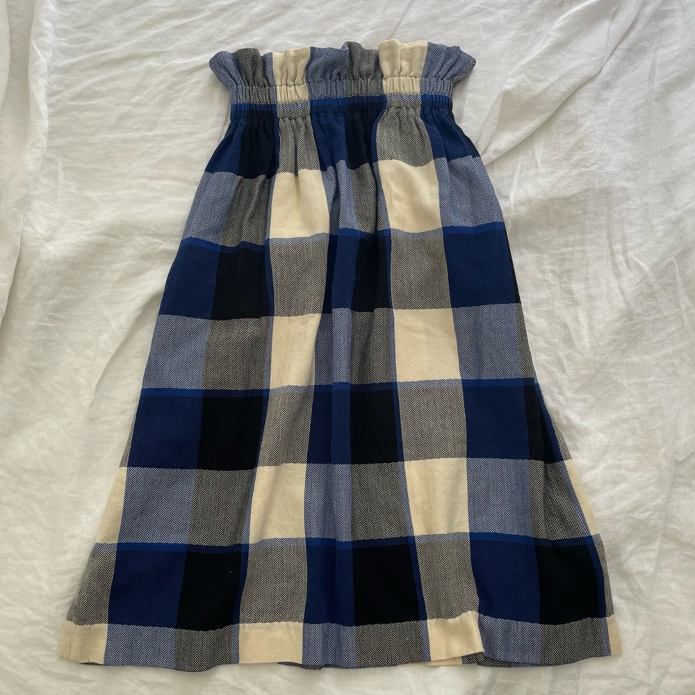 Mara Hoffman blue buffalo check midi skirt XS
